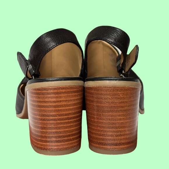 Franco Sarto Harbor Sandal Open Toe Slingback 8.5 M Buckle Shoe Black Asymmetric - Picture 6 of 12